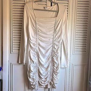 White ruched dress